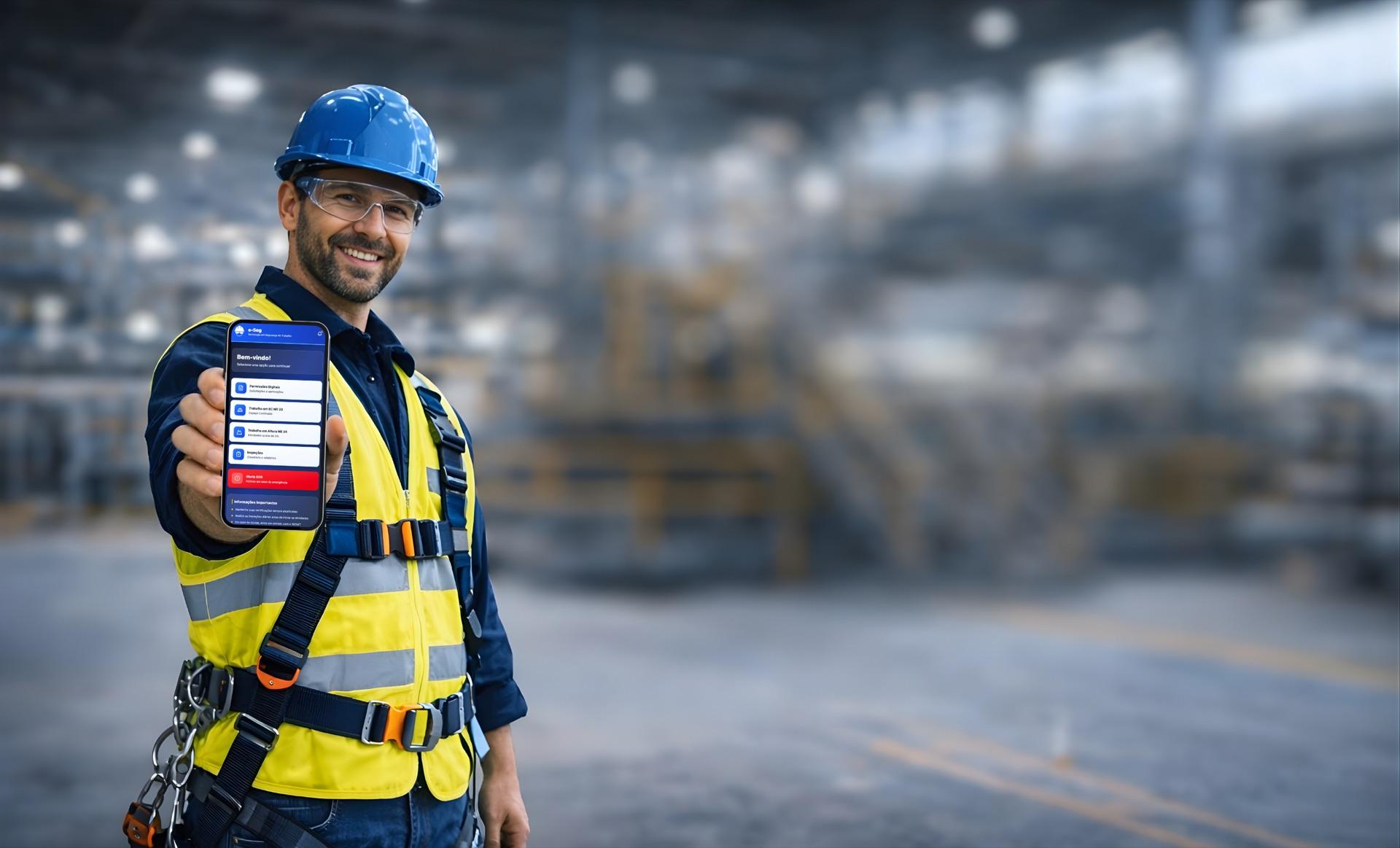 Profissional de segurança do trabalho em ambiente industrial