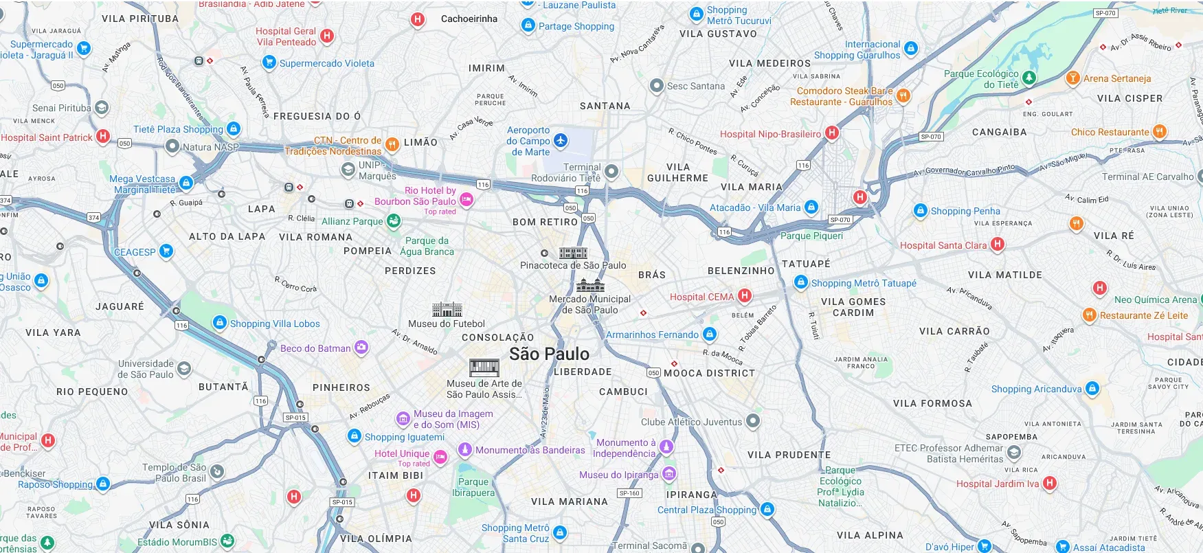 Mapa de São Paulo com monitoramento em tempo real